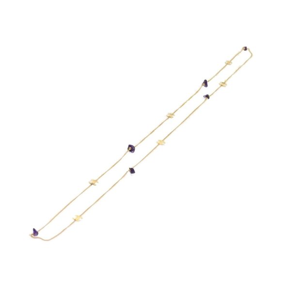CHANEL COCO Mark Stone Necklace Gold CC Auth - Picture 1 of 7